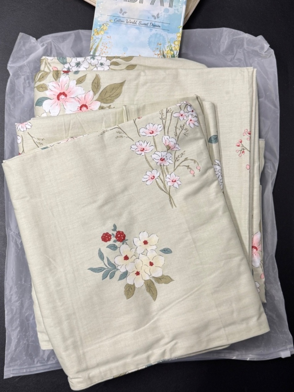 FADFAY Floral Duvet Cover Set Full 3pc Cotton  (Z22E)